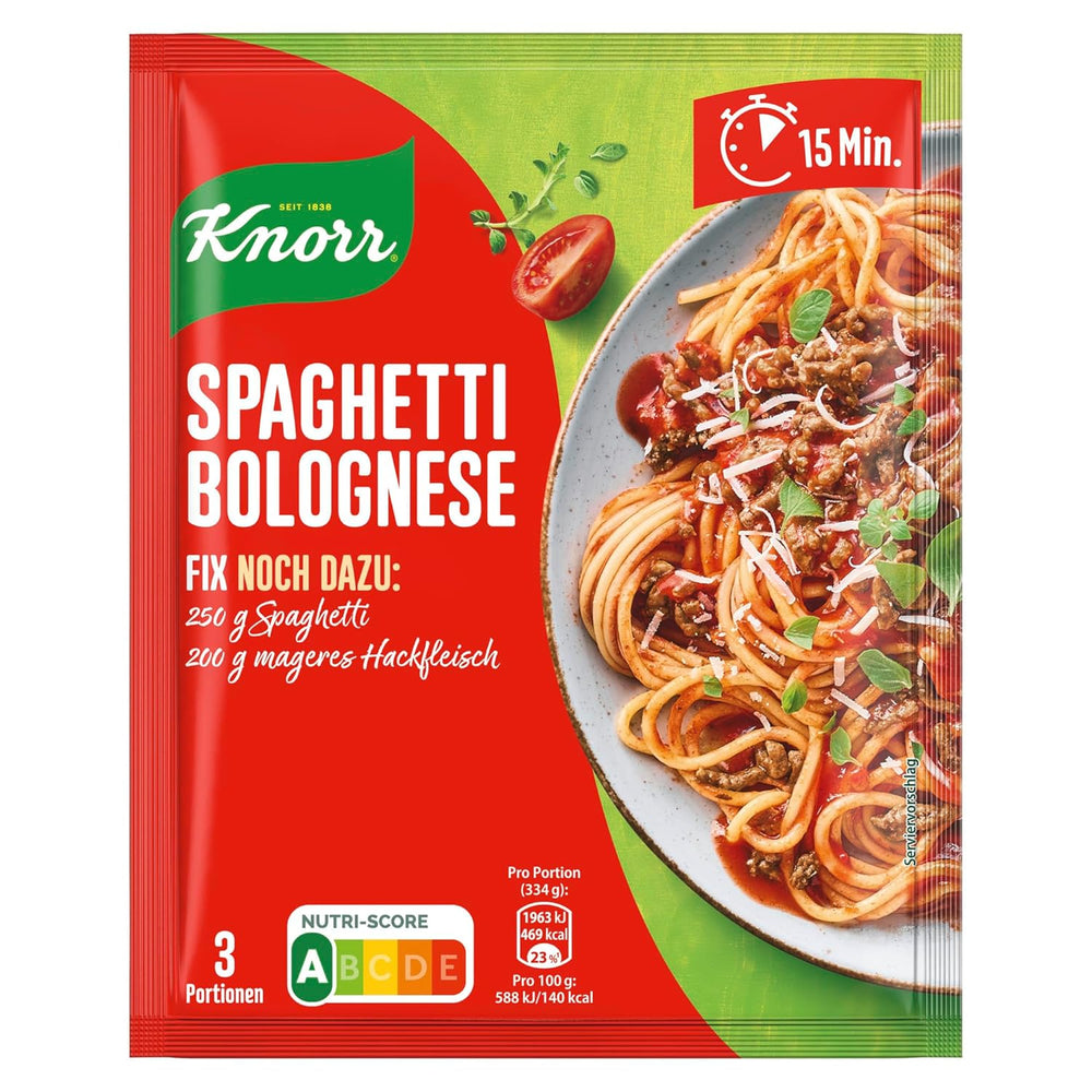 Knorr Fix Würzmischung Spaghetti alla Bolognese per un delizioso piatto di pasta con ingredienti naturali 40 g