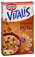 Dr. Oetker Vitalis Muesli Tostato con Mirtilli Rossi e Semi di Zucca: Muesli Tostato con Mirtilli Rossi Secchi, Confezione da 8 (8 x 501g)