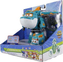 Super Wings EU770447 - Trasformare Tino & Pet, personaggio giocattolo trasformabile ca. 14,5 cm e animale domestico con un'altezza di ca. 4,3 cm, per bambini dai 3 anni in su Action figures Naty Shop