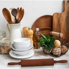 HOME DECO FACTORY, KA0418, Mattarello in acacia, utensile da cucina elegante e durevole, ideale per stendere croste di torte, biscotti e pizza, finitura marrone, dimensioni standard