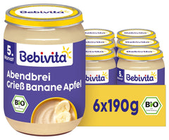 Porridge serale di semolino, banane e mele, confezione da 6 pezzi da 190 g (6x190 g)