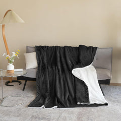 Coperta accogliente 150X200 cm Coperta in pile nera Coperta Sherpa vivente Coperta per divano Coperta per divano Calda invernale morbida (Nero, 150X200 cm) Letti e coperte Good Nite