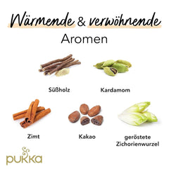 Set de ceai Pukka, ceai cu condimente bio „Cacao Chai”, cacao, scorțișoară, cardamom, rădăcină de cicoare, pentru momente de relaxare, pachet de 4, 80 pliculețe de ceai