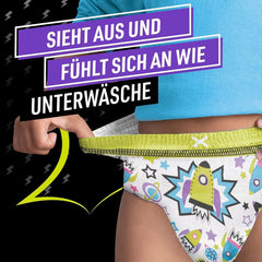 Pantaloni del pigiama dell'astronave, pantaloni da notte assorbenti in confezione da 10, 7 anni, 17 kg-30 kg, protezione dalle perdite per tutta la notte