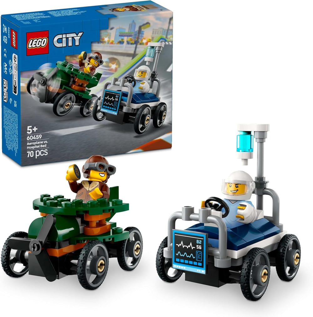 LEGO City Aereo vs. Set auto da corsa per letto d'ospedale - Giocattolo Soapbox per ragazzi e ragazze dai 5 anni - Set da costruzione con 2 minifigure - Regalo di compleanno e di festa 60459 Set da costruzione Besuche den LEGO-Store Titolo predefinito