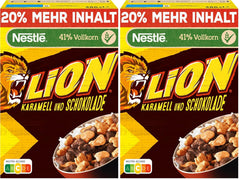 Cereali (+20%), cereali al cioccolato e caramello e cereali integrali al 41%, fiocchi per colazione con vitamine e minerali, confezione da 2 (1 x 480 g)