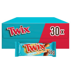 Barrette di cioccolato al caramello salato Twix | Confezione sfusa di cioccolato | 30 barrette doppie (30 x 46 g)