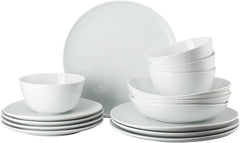 Set de veselă Rosenthal Junto White, porțelan, alb, farfurii plate, farfurii de cină Ø 22 cm, farfurii de sumă Ø 21,5 cm și boluri pentru cereale Ø 14 cm, 0,62 l, potrivit pentru mașina de spălat vase și cuptorul cu microunde, set pentru 4 persoane