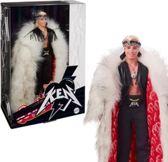 Barbie il film, bambola Ken da collezione con soprabito in pelliccia sintetica e gilet con frange nere e bandana, HRF31 Naty Shop Dolls Toy_Figure