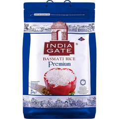 INDIA GATE Riso Basmati Premium – Riso fine a grana lunga, aromatico proveniente dall'India, a grana lunga fine (1 x 5 kg)