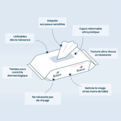 BIOLANE - Salviette umidificate per neonati H2O con acqua - Tascabili - Neonati - 24 x 10 pezzi (240 salviette) - per pelli sensibili - pulisce e protegge viso e sedile - prodotto in Francia
