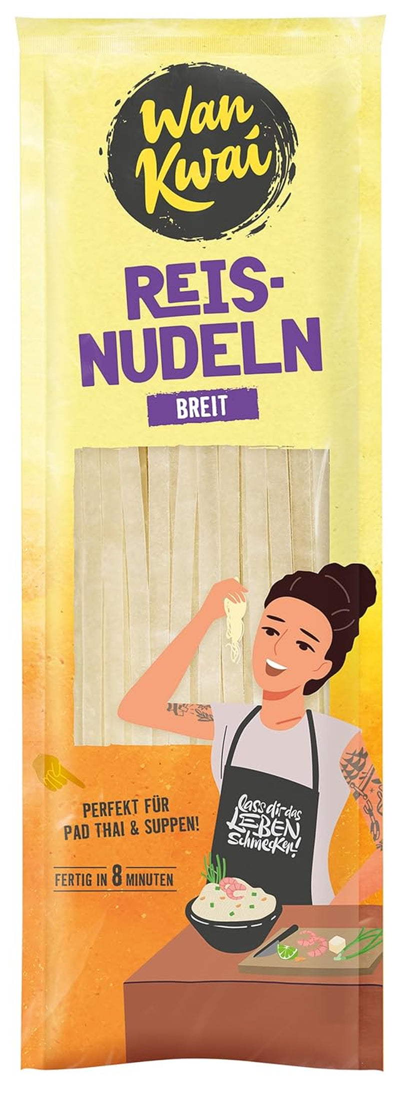 Wan Kwai Wide Rice Noodles 250g – Varietà autentica per Pad Thai, zuppe e altro ancora. Vegano e senza glutine. Pronto in 8 minuti.