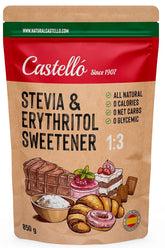 Dolcificante Stevia + Eritritolo 1:3, 1G = 3G Zucchero, 850 grammi Dolcificanti Naty Shop