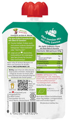 FRECHE FREUNDE sacchetto di frutta spremibile biologico con mele, fragole, barbabietola rossa e carota, purea di frutta e verdura in sacchetto spremibile per bambini a partire da 6 mesi, vegano, confezione da 6 (6 x 100 g)