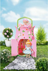 BABY Born Storybook Cottage, Casa delle Bambole Pieghevole per Bambole da 18 cm con Tavolo, Camino, Chaise Lounge e Telescopio, Rosa Verde, 833803 Zapf Creation Dollhouses Naty Shop