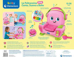 Clementoni 17755 Canta fotoliu cu sunet și dans roz - fotoliu interactiv și multifuncțional pentru copii în italiană, jucărie 1 an - Fabricat în Italia, multicolor Jucarii Bebe Naty Shop