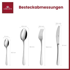 Gerlach Flow Besteck-Set 6 Personen Spülmaschinenfest Essbesteck Besteck Aus Edelstahl Messer Gabel Löffel Teelöffel Tafelbesteck Rostfrei 24 Stk, Silberglänzend Kitchen Naty Shop