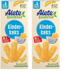 Alete Conscious Baby Biscuits, 8 mesi+, biscotti al burro di grano per bambini, piccoli snack biscotti convenientemente confezionati, perfetti per quando sei in movimento, 1 x 180 g (confezione da 2)