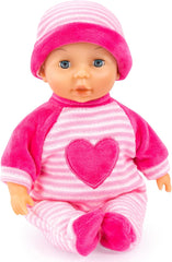 Bayer Design 92802AS Primul Meu Bebeluș 28cm, Păpușă Bebeluș, Păpușă cu Corp Moale și Ochi Dormitori, Foarte La îndemână, Ținută Drăguță, Roz
