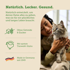 Hrană umedă pentru pisici MERA Cats Nature Sensitive cu pui 12x85g | Mono-proteină, fără zahăr și fără cereale | Conținut ridicat de carne și hrană umedă ușor digerabilă pentru pisici