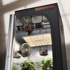 Lampada da coltivazione LED dimmerabile Spider Farmer SF1000 a spettro completo, diodo Samsung LM301H EVO, kit tenda da coltivazione completa 70x70x160 cm, set tenda da coltivazione idroponica, sistema di ventilazione