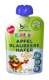 Biozentrale Biokids Purea di frutta mele mirtilli avena | 12X90G | Snack vegano di avena e frutta | Senza zuccheri semolati aggiunti Mamma e Bambino Naty Shop