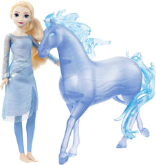 Mattel DISNEY Frozen Elsa și Nokk - Păpușă Elsa articulată, Figurină de apă Majestic Nokk, Inspirată de al doilea film, pentru copii cu vârsta de 3 ani și peste, HLW58