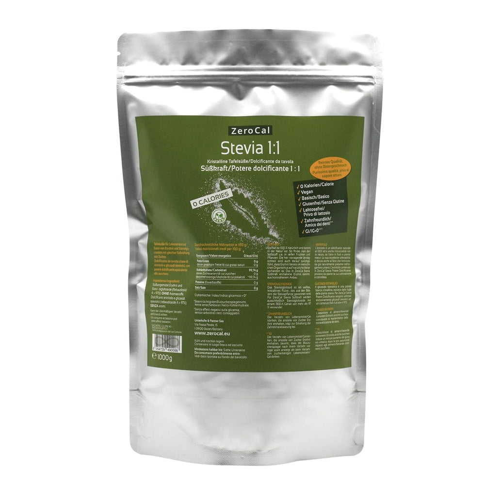 Stevia 1:1 (Erythrit - Stevia) - Natürlicher Zuckerersatzstoff, 1000 G Dolcificanti Naty Shop Titolo predefinito
