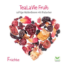 Tealavie - Ceai pentru copii fără zahăr - Căpșuni de pădure și rubarbă (200 g) Tealavie Fruit - Ceai de fructe vrac