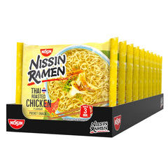 Nissin Ramen - Pollo al forno tailandese Confezione da 10 noodles istantanei in stile asiatico Ricetta tailandese Cibo asiatico facile e veloce (10 x 65 g)