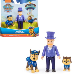 PAW PATROL Hero Pups - Set di action figure con 1 personaggio di Chase Dog, 1 personaggio di Chaos Cat e 1 personaggio di sindaco di Know-It-All, adatto per action figure di 3+ anni Naty Shop Chase Sindaco di Know-Tutto