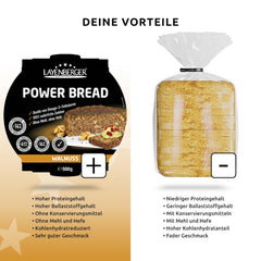 Layenberger Prower Bread Walnut, Eiweiß- Und Ballaststoffquelle, Ohne Konservierungsmittel, Ohne Hefe, Ohne Mehl, Mit 14G Protein Pro 100G, (1 X 500G) Miscela per cuocere e cuocere Naty Shop