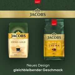 Jacobs Kaffeebohnen Café Crema Gold, vollmundig & fruchtig, geröstet in Bremen, Intensität 5/10, Kaffee ganze Bohnen, 1 kg