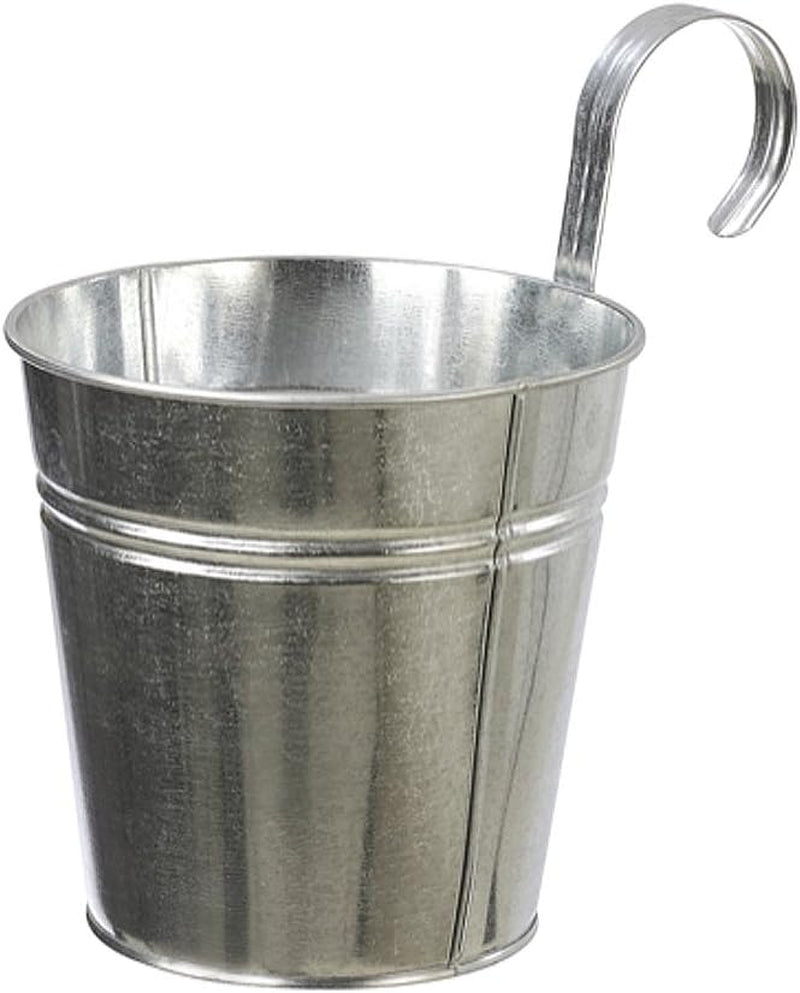 Ghiveci Dehner cu suport pentru mâner, Ø 14 cm, înălțime 14 cm, zinc, argintiu