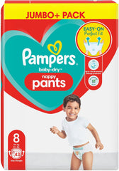 Pannolini Pampers Baby-Dry, taglia 8, 43 pannolini, da 19 kg, confezione Jumbo+
