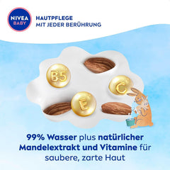 NIVEA Baby AQUA Feuchttücher, Baby Feuchttücher Zur Sanften Reinigung Empfindlicher Haut, Hypoallergene Und Parfümfreie Feuchttücher Für Babys Mit 99% Wasser (1 X 57 Stück) Servetele Umede Bebelusi Naty Shop
