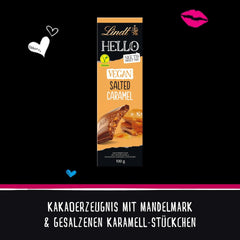 Lindt Schokolade HELLO Tafel Caramello Salato Vegano | 100 g Tafel | Vegano con kakao, mandelmark, zucchero filato e un piatto di sale | Schokoladengeschenk Naty Shop