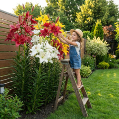 Collezione di bulbi di giglio gigante (15 bulbi di fiori), 5 varietà profumate, 5 di ogni colore, mix di piante perenni resistenti olandesi per il giardino (bulbi grandi, senza semi)