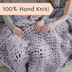 Coperta a maglia grossa, plaid, 100% lavorata a mano con filato di ciniglia jumbo (127 X 152,4 cm, grigio lilla) Letti e coperte Adyrescia