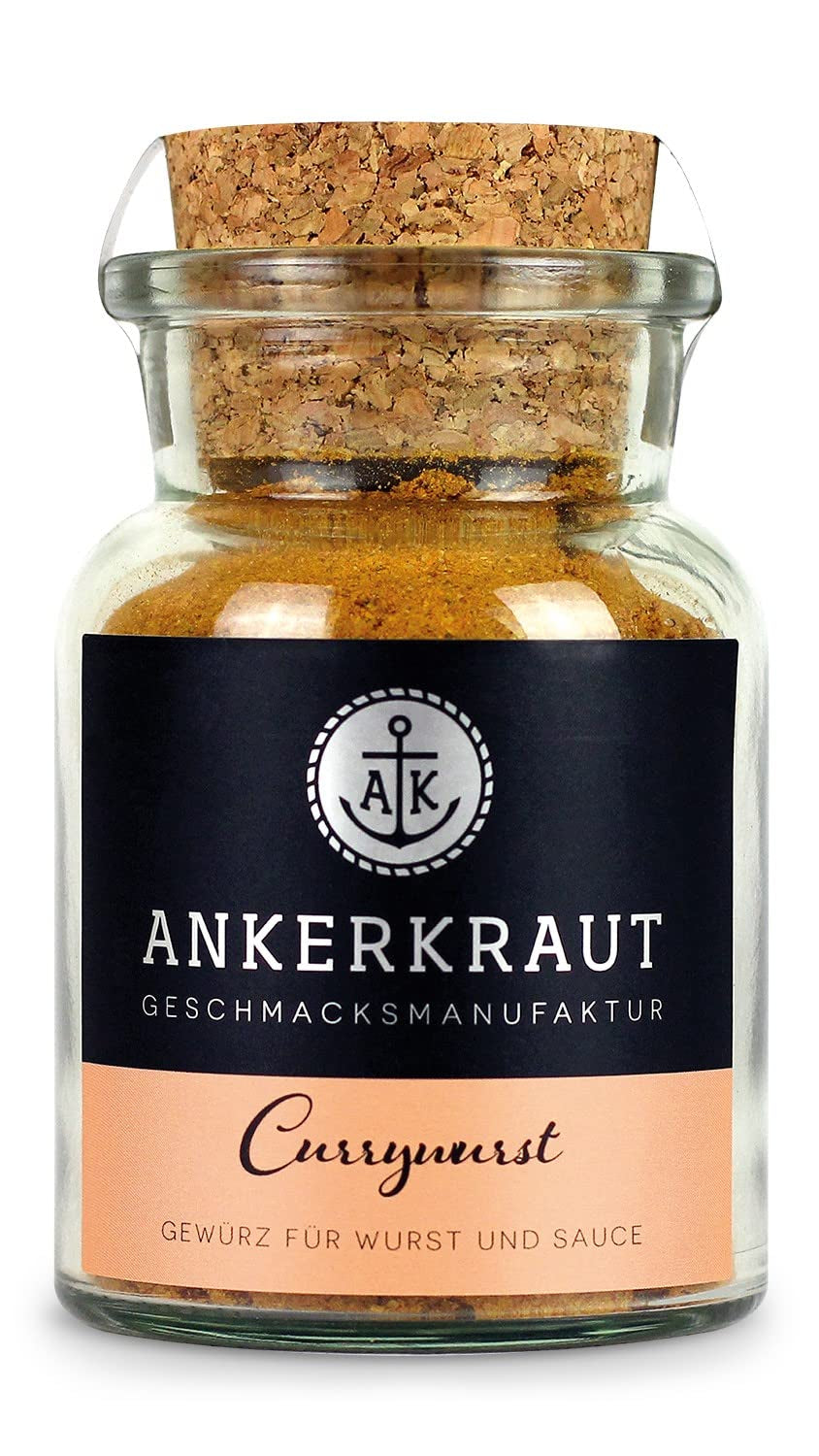Ankerkraut Currywurst, 90g in vetro di sughero, Gewürzmischung zum Anmischen selbstgemachter Currywurst-Sauce oder als Topping