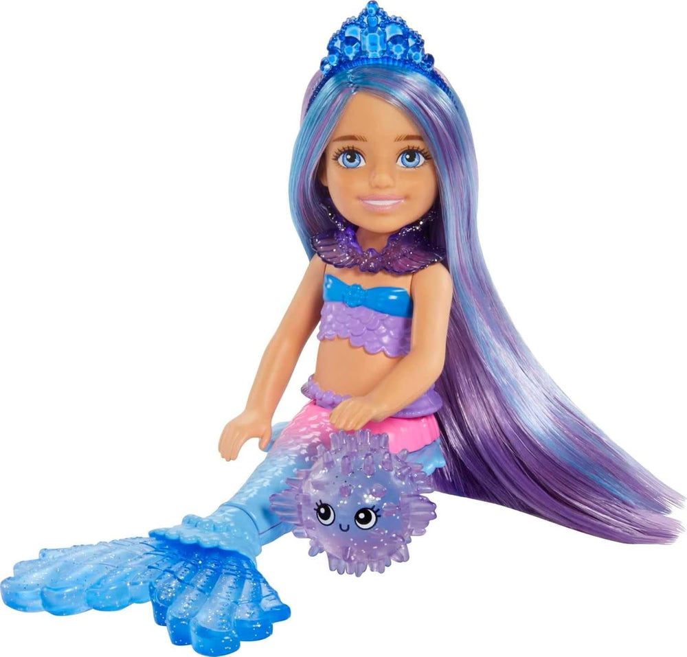 Barbie Sirena Potenza Chelsea Bambola Sirena Bambola Chelsea con Capelli Blu Viola Corona Coda di Sirena Accessorio Regalo per 3 Anni Hhg57 Naty Shop Bambole Titolo predefinito