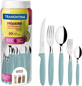 Set tacâmuri Tramontina Ipanema pentru 6 persoane, set 30 piese, oțel inoxidabil Bucatarie Naty Shop Albastru deschis