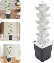 Torre idroponica da 30 capsule, sistema di coltivazione idroponica da giardino, kit di coltivazione idroponica verticale a 6 livelli, torre aeroponica con pompa di idratazione, adattatore e letto di semina (Grigio)