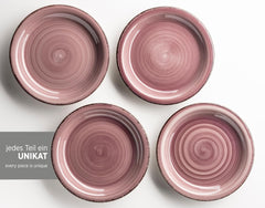 MÄSER 931951 Bel Tempo II, set de veselă pentru 6 persoane cu aspect vintage modern, serviciu de cină cu 12 piese, pictat manual în nuanța violet Berry, ceramică