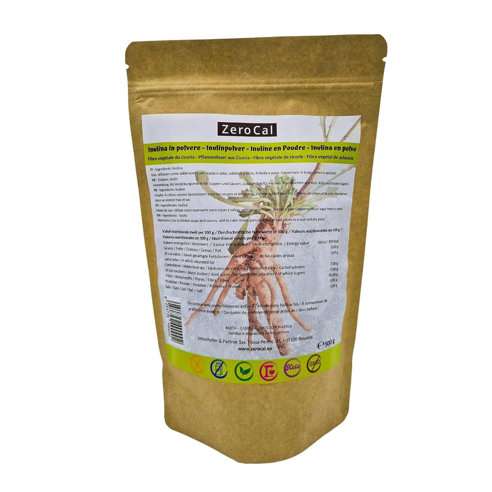 Zerocal - Polvere di Inulina Da Cicoria-Wurzel 500 G | Inulin Mit Hohem Ballaststoffgehalt |100% Vegan Und Glutenfrei |Herkunft Deutschland Dolcificanti Naty Shop Titolo predefinito