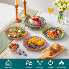 Set de 6 farfurii pentru desert, set de farfurii Vancasso KRVI pentru 6 persoane, Ø 22 cm, potrivit pentru mașina de spălat vase și cuptorul cu microunde, farfurii pentru paste, farfurii pentru micul dejun, farfurii pentru tort