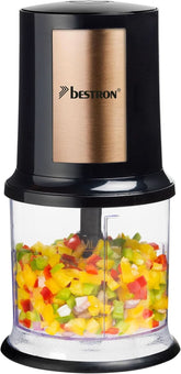 Bestron Elektrischer Multi-Zerkleinerer, Universalzerkleinerer Mit Zwei Schneidemessern & 500Ml Kapazität, Grosse Pulstaste, 400 Watt, Farbe: Kupfer Kitchen Naty Shop Kupfer