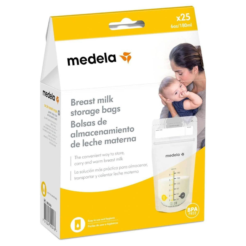 Sacchetti per la conservazione del latte materno Medela 25 pz., ca. 200 ml, bianco (versione spagnola) Accessori Alimentazione e Allattamento Baby Naty Shop 25 buste