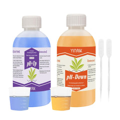 Regulator de pH pentru hidroponie, lichid pH Up și pH Down, fluid regulator de pH pentru scăderea sau creșterea valorii pH-ului, tampon premium 250 ml, potrivit pentru toate sistemele hidroponice (sol și apă)