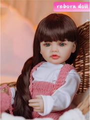 Păpuși Reborn Baby de 22 de inch, vinil din silicon pentru întregul corp, bebeluș realist, păpușă lucrată manual, păpuși Reborn Baby nou-născut cu haine tricotate